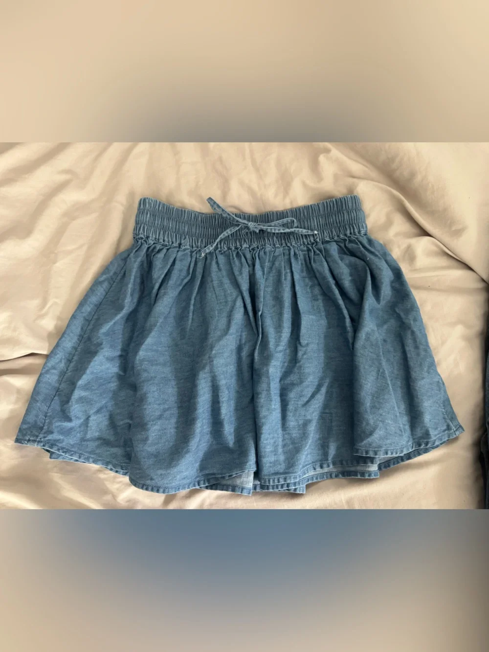 GAP Light Blue Denim-Style Smocked Waist Skater Skirt